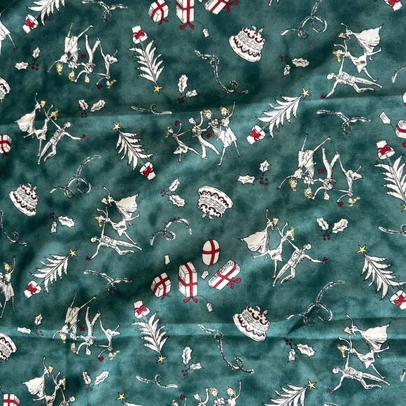 Old Navy Old Fashioned Vintage Style Christmas Holiday Square Satin Scarf Green - Picture 6 of 9